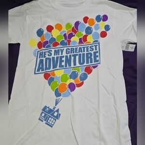Disney Parks UP He's My Greatest Adventure  T Shirt Size S NEW WITH TAGS
